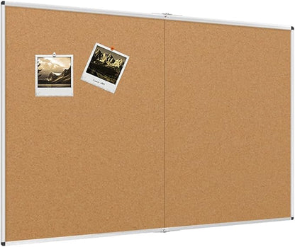 VIZ-PRO Large Cork Bulletin Board/Foldable Noticeboard, 60 X 48 Inches, Silver Aluminium Frame