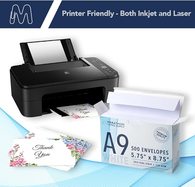 MOS A9 Invitation Envelopes – 5-3/4" x 8-3/4" White Mailing Envelopes Self Seal (500 Count) – 120GSM/ 32LB Bond Heavy Duty – For Greeting Cards, Card Making, RSVP Cards, Wedding Invites