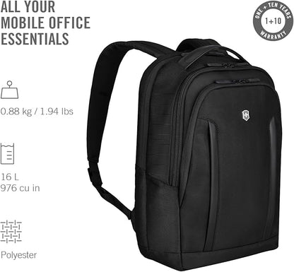 Victorinox Altmont Professional Compact Laptop Backpack - Tablet & Laptop Bag for Travel Accessories - Computer Backpack Includes Sleek Organizer - 16 Liters, Black