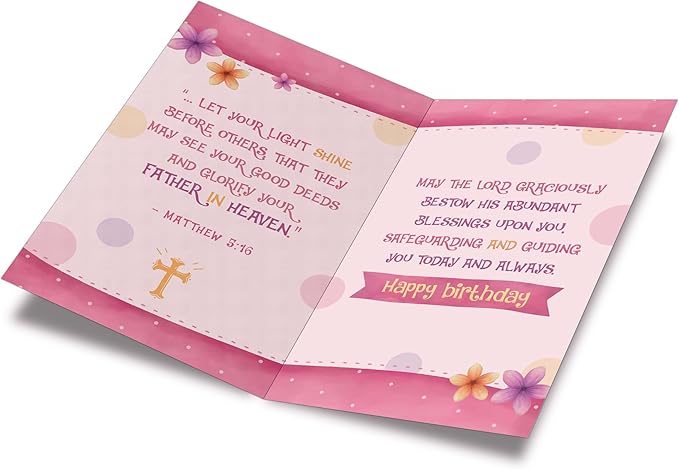 Prime Greetings Religious Birthday Card For Daughter, Made in America, Eco-Friendly, Thick Card Stock with Premium Envelope 5in x 7.75in, Packaged in Protective Mailer