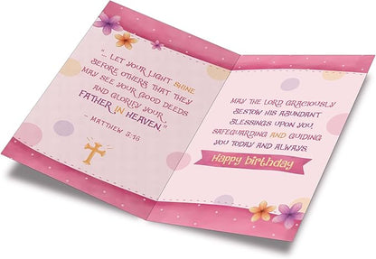 Prime Greetings Religious Birthday Card For Daughter, Made in America, Eco-Friendly, Thick Card Stock with Premium Envelope 5in x 7.75in, Packaged in Protective Mailer