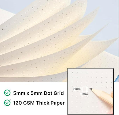 3 Packs Aesthetic Spiral Dotted Bullet Grid Journal Total 348 Pages - Premium Acid-Free Paper 120 gsm Thick Paper, Dot Grid Notebook, 5.8'' × 8.3'' - Morandi Color's Cover