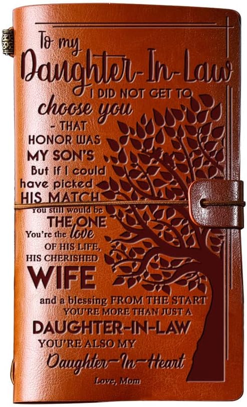 Daughter in Law Gifts from Mother in Law, To My Daughter in Law Leather Journal, 140 Page Refillable Writing Journal, Christmas Birthday Gifts for Daughter in Law for Wedding