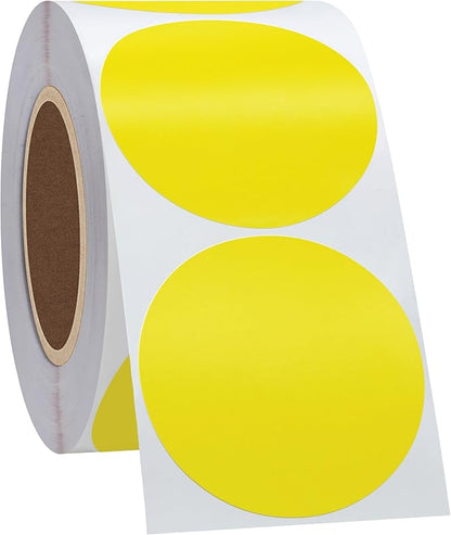 Hybsk 2 inch Circle Color Direct Thermal Stickers Shipping Labels for Barcodes,Name Tag,DIY Logo Design,QR Code,Inventory– Compatible with Zebra,Rollo,Munbyn,and More-750 pcs (2 inch,Yellow)
