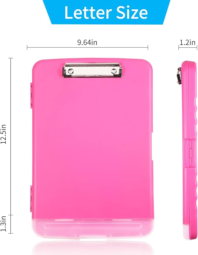 Clipboard with Storage, Large Capacity Nursing Clipboards with Low Profile Clip, Heavy Duty Plastic Storage Clipboard with Pen Holder, Side-Opening, Multifunctional Clipboard Case for Writing