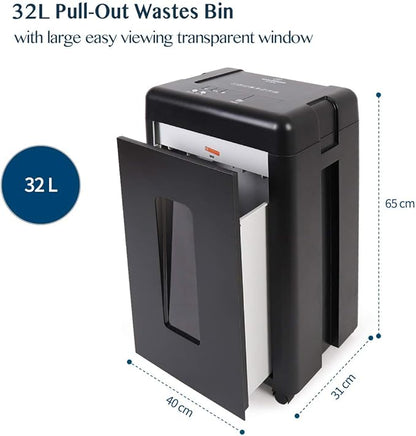 WOLVERINE 15-Sheet Super Micro Cut High Security Level P-5 Heavy Duty Paper/CD/Card Shredder for Home Office, Ultra Quiet by Manganese-Steel Cutter and 8 Gallons Pullout Waste Bin SD9520 (Black ETL)