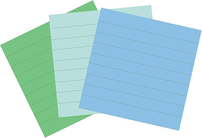 Post-it 100% Recycled Paper Super Sticky Notes, Lined, 4 in. x 4 in., 3 Pads, 70 Sheets per Pad, Oasis Collection, School Supplies and Office Products