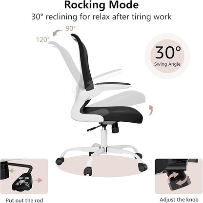 Ergonomic Office Chair, Comfort Swivel Home Office Task Chair, Breathable Mesh Desk Chair, Lumbar Support Computer Chair with Flip-up Arms and Adjustable Height