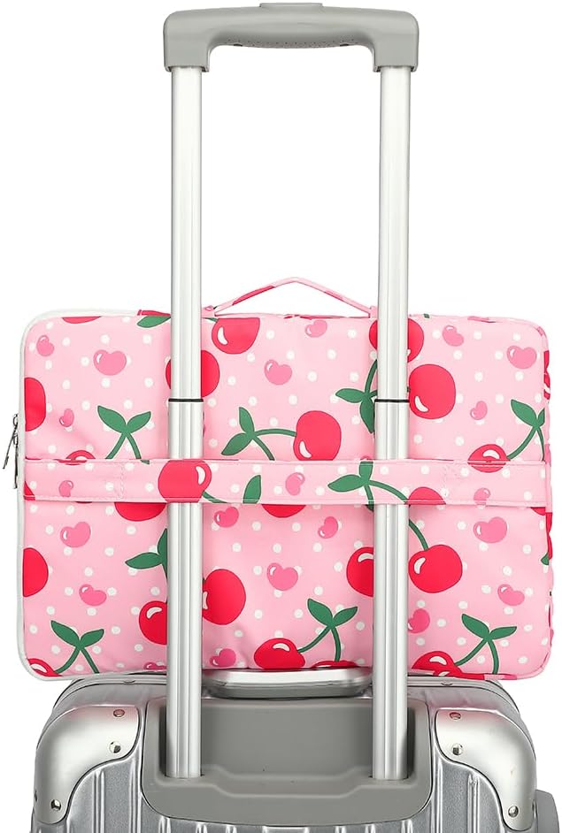 canvaslife 360° Protective Laptop Sleeve Case Bag Cover with Handle For iPad 12.9 inch,MacBook Pro Air 13" and 12.5 inch-13.3 inch Laptop (Cherry)