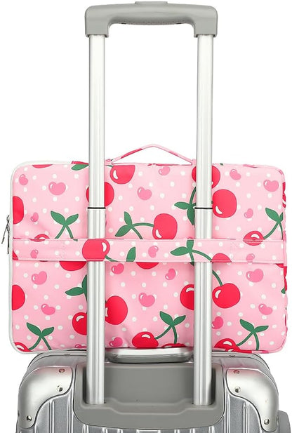 canvaslife 360° Protective Laptop Sleeve Case Bag Cover with Handle For iPad 12.9 inch,MacBook Pro Air 13" and 12.5 inch-13.3 inch Laptop (Cherry)