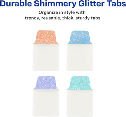 Avery Mini Ultra Tabs, 1" x 1.5", Pastel Sparkle Shimmer Designs, 32 Repositionable Page Tabs (74149)
