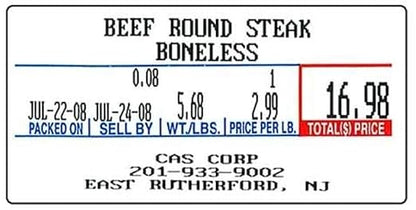 CAS LST-8000 Printing Scale Label, 58 x 30 mm, Non-UPC, 12 Rolls Per Case
