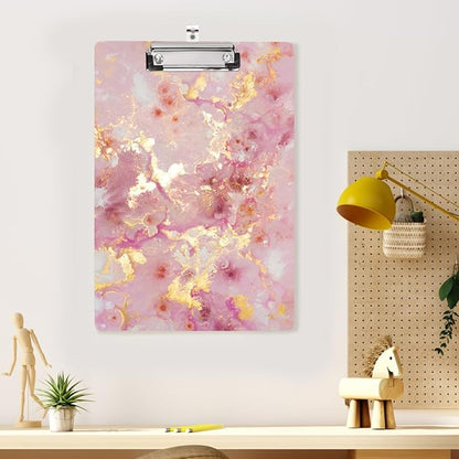 WAVEYU Cute Clipboard, Decorative Office School Fashion Hardboard Wood Nursing Clip Board for Standard A4 Letter Size for Students, Women,12.5"x 9", Colorful