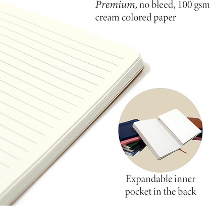 Softcover Ruled Journal with Thick 80 gsm Lined Cream Paper A5 size (8.3 inches x 5.4 inches) - Daily Writing Notebook Journal for Travel, School and Office Use - Diary Journal for Women and Men - Camel