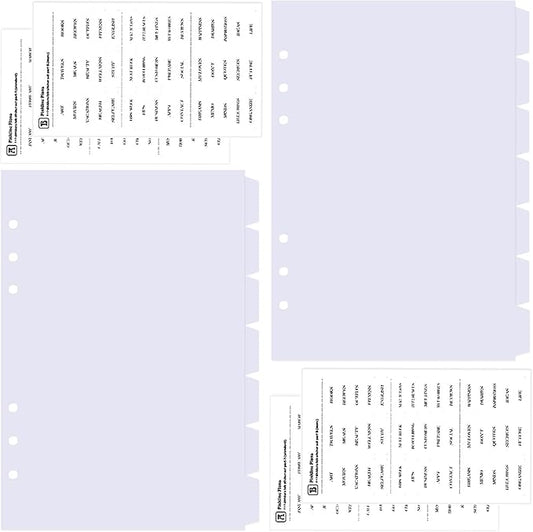 DY.2ten White Binder Dividers for 6-Holes Ring Binder, 1/7 Cut Tabs, A5 Size, Sturdy Plastic Dividers with 7 Tabs for School Office Home, 2 Sets, 14 Dividers, 2 Tab Stickers.
