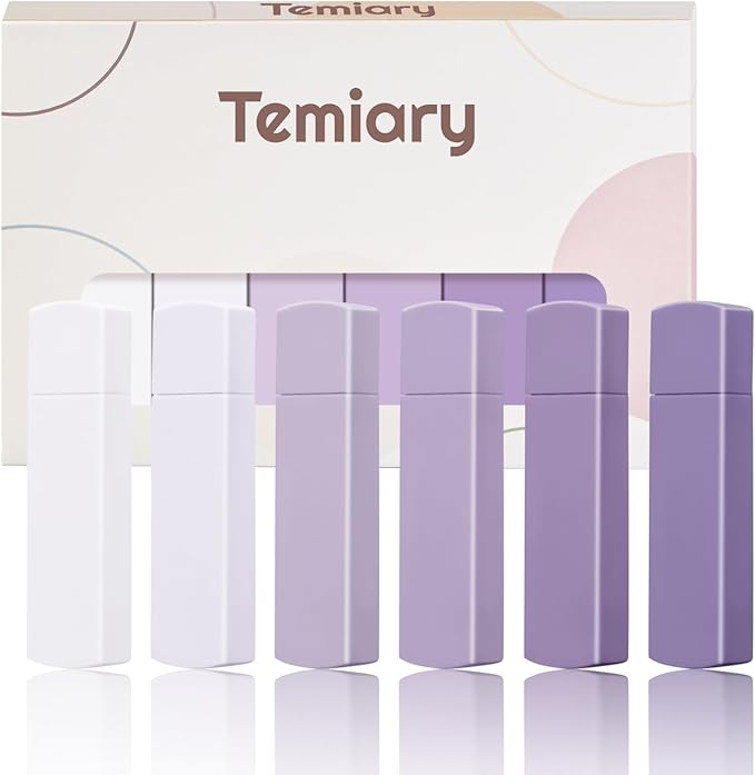 Temiary 6Pcs Mini White Out Tapes for Instant Correction, Cute Whiteout for Writing, Aesthetic Correction Tape Set Easy To Use for Students School Office Supplies (Purple)
