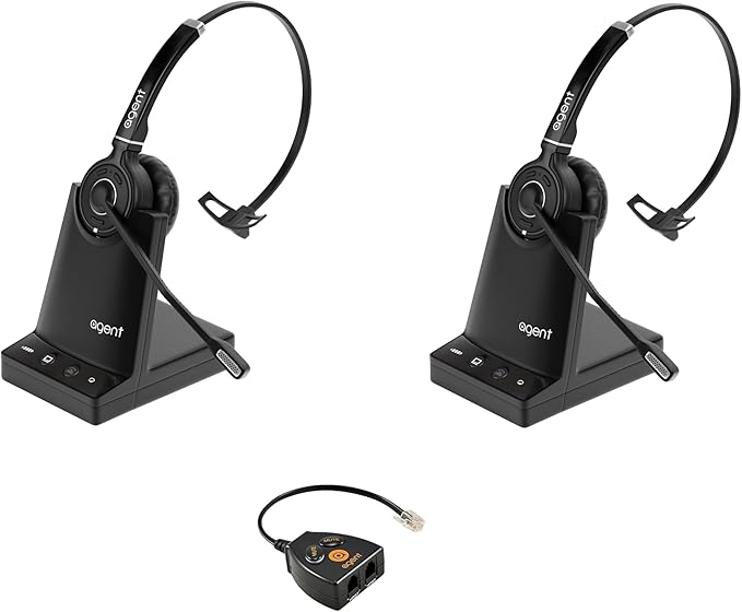 TruVoice Agent AW50 Wireless Headsets Training Solution for All Desk Phones with a Headset Port - Allows 2 Users to be on a Phone Call at The Same time for Supervising | Coaching Purposes.