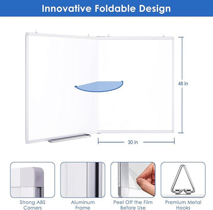 White Board Dry Erase 60x48, Large Magnetic Whiteboard Maxtek Dry Erase Boards for Wall, Aluminum Presentation Wall-Mounted Marker Board with a Long Pen Tray for School, Classroom, Office & Home