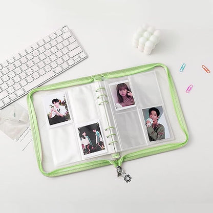 Multibey A5 Binder Cover Clear Soft PVC 6-Ring Binder Budget Evelopes System with Zipper Planner Organizer Refillable Notebook Journal Binder (Grass Green, A5)