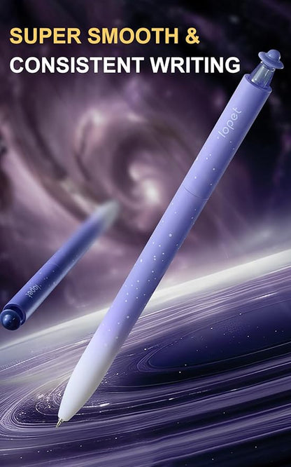 Creative Galaxy Pens Quick Dry Black Ink Fine Point Smooth Writing for Journaling Note Taking, Cute Office School Supplies Gifts for Women Men, Pack of 4pcs(Starry sky)