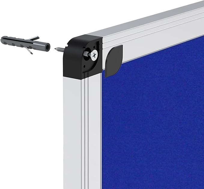 VIZ-PRO Notice Board Felt Blue, 36 X 24 Inches, Silver Aluminium Frame