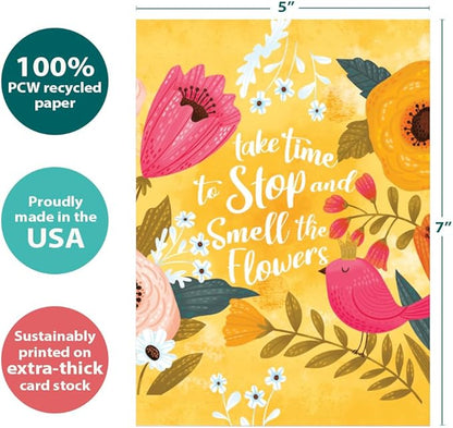 Tree-Free Greetings - Birthday Cards - Artful Designs - 2 Cards + Matching Envelopes - Made in USA - 100% Recycled Paper - 5 x 7 - Smell the Flowers (GT61224)