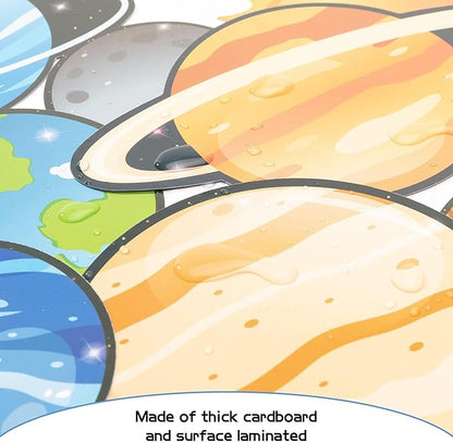 BeYumi 45Pcs Solar System Cutouts 9 Planets Galaxy Wall Decal Educational Material Removable Wall Stickers Outer Space Decor for Back to School Classroom Bulletin Board Displays Universe Theme Party