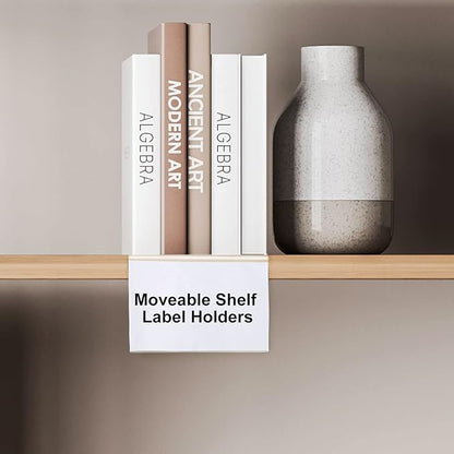 Containlol 15 Pieces Moveable Shelf Label Holders Clear Transparent Shelves Tags Index Card Pockets Library Markers Label Display Holder for Classroom Office Book(6.5 x 3.54 x 2.36 Inch)