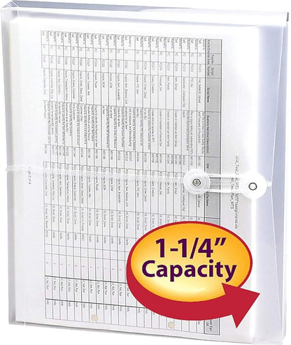 Smead Poly Envelope, 1 1/4 Inch Expansion, String-Tie Closure, Side Load, Letter Size, Clear, 5 per Pack (89521)