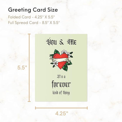 ALY LOU Funny Anniversary Card for Her Him/Husband Boyfriend/Girlfriend Wife/Sarcastic Birthday Greeting Card (You and me, it’s a forever kind of thing (Tattoo))