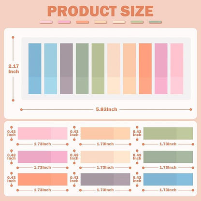 800Pcs Books Tabs for Annotating, Tabs for Notebooks, Sticky Tabs, Morandi Page Markers, Multi-Colored Writeable and Repositionable Book Flags Strip (800Pcs)