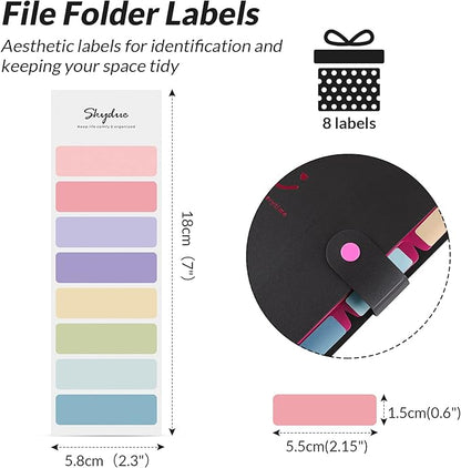 SKYDUE Letter A4 Paper Expanding File Folder Pockets Accordion Document Organizer (Black)