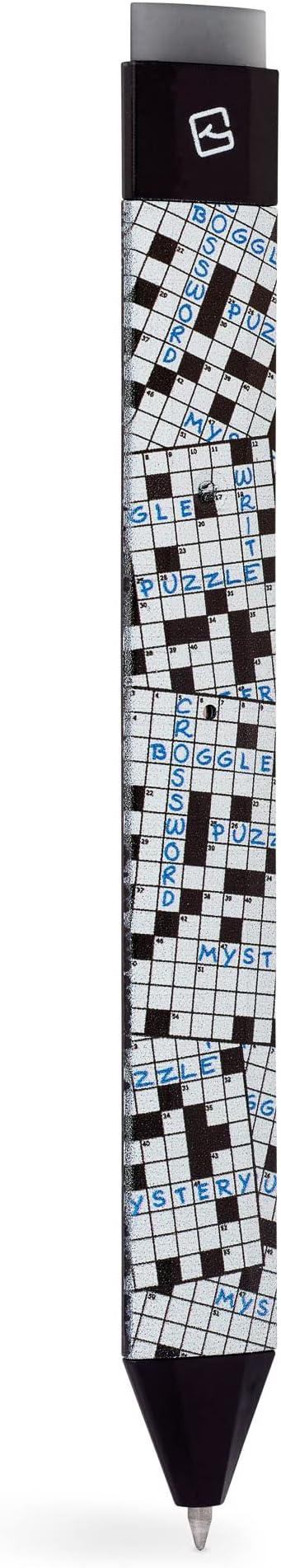 New Pen Bookmark with Refills | Erasable Ballpoint Gel Pen and Bookmark 3-in-1 | Ink Novelty Pen with Eraser | Page Marker | Book Marker | Page Holder Clip | Gift for Reader and Writer (Crosswords)