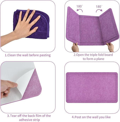 Vuzvuv Violet Purple 28"x16" Large Cork Board with 50 Push Pins & Sticky Notes, Self-Adhesive Bulletin Board No Damage for Wall, Felt Pin Board for Paste Notes, Photos, Schedules Offices Home