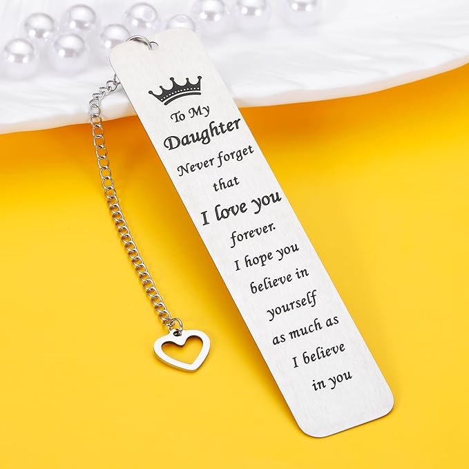 Stocking Stuffer for Daughter Inspirational Gifts Bookmarks from Mom Stepmom to My Girl for Christmas 16th 21st Birthday Christmas Gifts for Teen Girls Adults Kids Graduation Gifts