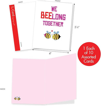 The Best Card Company - 10 Funny Assorted Blank Humor Notecards Box Set 4 x 5.12 Inch w/Envelopes Play on Words for Men, Women (10 Designs, 1 Each) - Loving Puns Gone Wild M5660OCB-B1x10