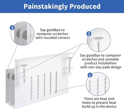 LUKETURE Desk Side Storage, 2 Tier Steel Hanging Organizer, No Drill Side Desk Organizer, Laptop Holder, with Pen Holder, Hanging Table Storage for Office and Home