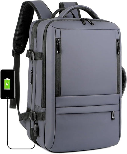 Travel Backpack for Women, Business Anti Theft Water Resistant Durable Scalable Laptop Backpack with USB Charging Port, 17 Inch Computer Bag Rucksack Casual Daypacks, Gifts for Men & Women, Grey