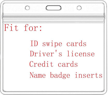 Extra Thick Horizontal ID Card Name Tag Badge Holder with Waterproof Type Resealable Zip (Holders, 20Packs)