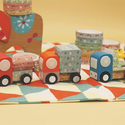 YUBX Cute Pets Washi Tape Set 18 Rolls Skinny Gold Embellishment Decorative Masking Tapes for Arts, DIY Crafts, Journals, Planners, Scrapbook, Wrapping (Puppies) (Puppies)