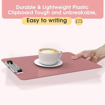 Plastic Clipboards 6 Pack, A4 Red Clip Board 8.5x11 for Classroom, Students, Kid, Woman, Size 9" x 12.5" with Low Profile Clip, Office & School Supply