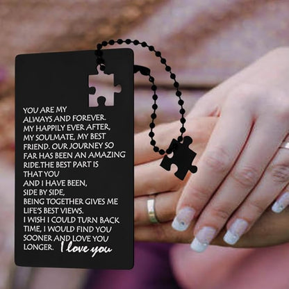 llxxeyopqdxz Happy Birthday Card for Husband, Valentines Day Gift for Men Wedding Gifts I Love You Gift for Him Fiance, Anniversary Card Gifts for Boyfriend Husband, Engraved Wallet Gift