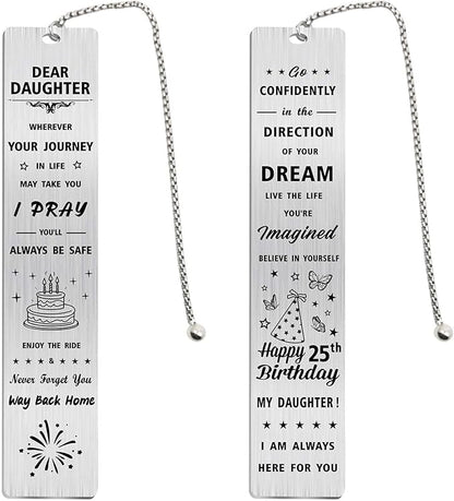 25 Year Old Birthday Gifts for Daughter, Daughter 25th Birthday Decorations for Women, Happy 25th Birthday Bookmark for Daughter