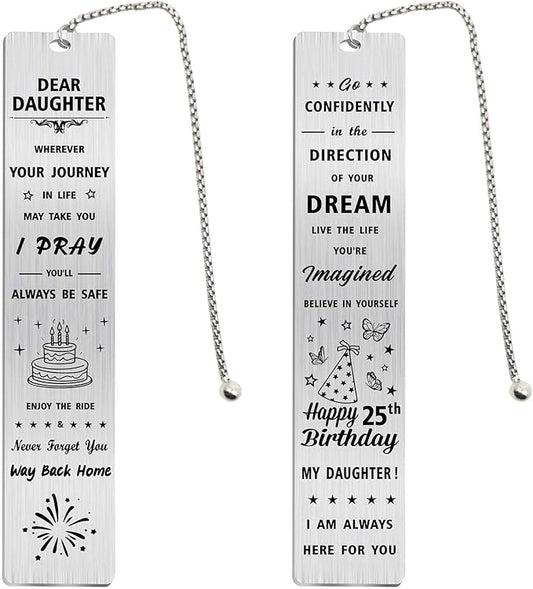 25 Year Old Birthday Gifts for Daughter, Daughter 25th Birthday Decorations for Women, Happy 25th Birthday Bookmark for Daughter