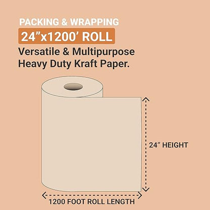 AVIDITI Shipping Paper Roll 24"L, 1-Pack | Large Kraft Paper Roll for Packing, Moving and Storage