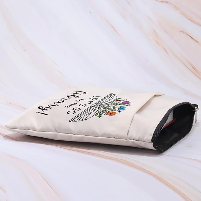 Book Lovers Book Sleeve Librarian Book Cover Reader Gift Book Club Gift Book Reading Gift Bibliophile Gift Let’s Go to The Library Zipper Pouch Gift for Bookish Bookworm (LetGoLibrarian BS)