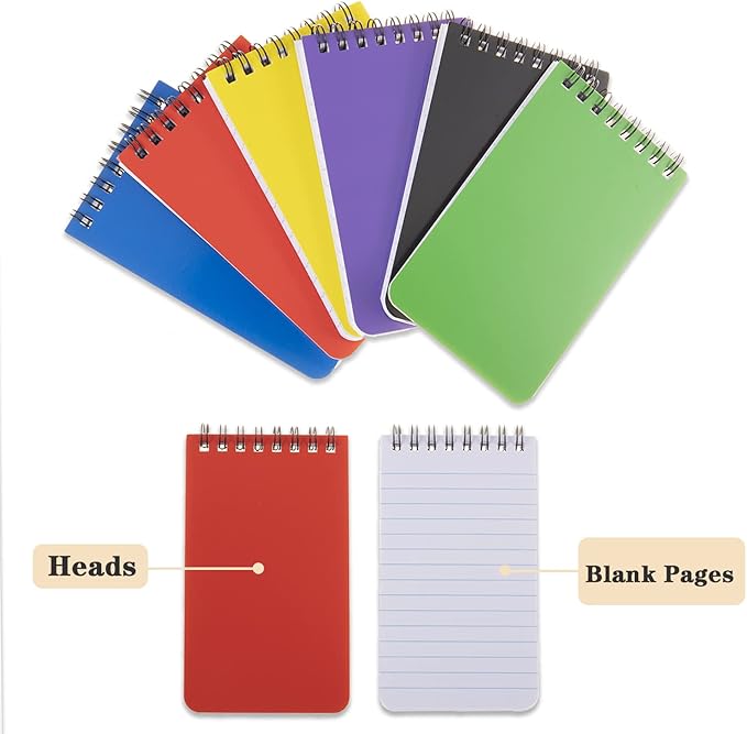 6pack Pocket Notebook Small Notepad Pocket Notepad Small Spiral Notebooks 3X5Inches (6)