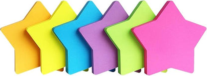 SIMONA Star Shape Sticky Notes 6 Color Bright Colorful Sticky Pad 75 Sheets/Pad Self-Sticky Note Pads (6 Pads)