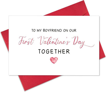Ogeby First Valentines Day Card Gifts for Boyfriend, Cute Valentines Day Cards Gifts for Him, to My Boyfriend on Our First Valentine’s Day Together