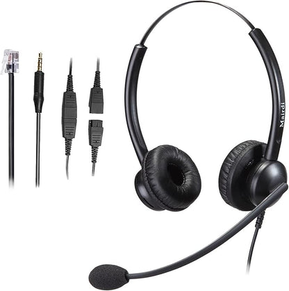 MAIRDI Call Center Headset with Microphone Noise Canceling, Office Phone Headset with RJ9 Jack & 3.5mm Connector for Landline Deskphone Cell Phone PC Laptop, for Mitel Aastra Toshiba NEC Shoretel